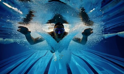 swimming pool man swimming