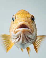 the Mutton Snapper, portrait view, white copy space on right, Isolated on white Background