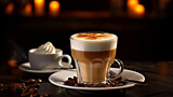 Cafe con leche coffee, Cup of coffee with cream