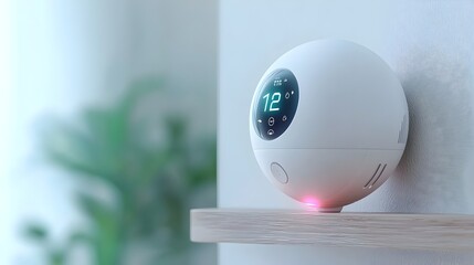 Poster - Sleek and modern smart thermostat with real time temperature display and advanced climate control capabilities for energy efficient home or office environments