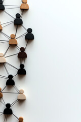 connections represented by wooden figures linked by lines, symbolizing networking and social relatio