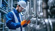 © sirisakboakaew - A safety inspection engineer verifying the setup of industrial equipment in a high-tech manufacturing facility