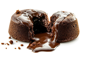 Melted Chocolate lava cake isolated on white background