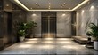 © aicandy - Luxurious modern office building entrance lobby with marble floors and elegant lighting creating an inviting and sophisticated ambiance