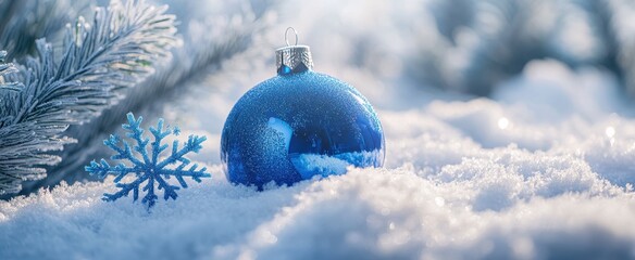 The Blue Ornament in Snow