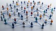 © Prostock-studio - Colorful figures are connected by strings, illustrating a complex network of social relationships and community interactions in a modern context.