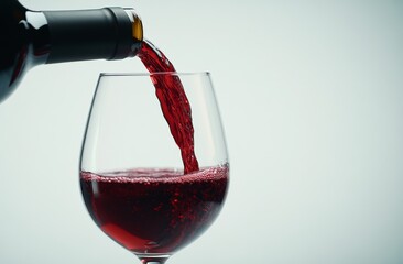 Wall Mural - Pouring red wine into a glass with bubbles, showcasing a rich color and enticing aroma