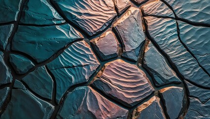 Sticker - Close-up of a textured stone surface with deep blue and purple hues.