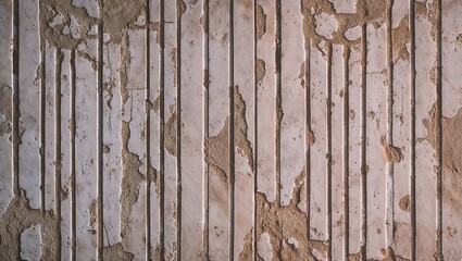 Wall Mural - Close-up of an aged, textured wall with vertical lines.