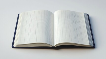 Wall Mural - detailed cartoon realistic 3d rendering of an open note book with crisp white grid paper minimalisti