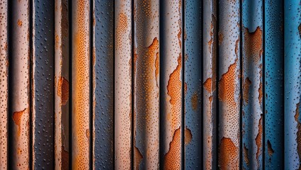 Wall Mural - Rusty metal bars with peeling paint create an abstract pattern.