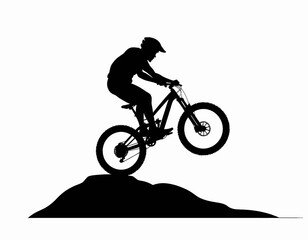 Wall Mural - Mountain Biker Silhouette on Hill