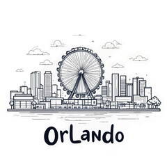 Wall Mural - Orlando Skyline with Ferris Wheel 
