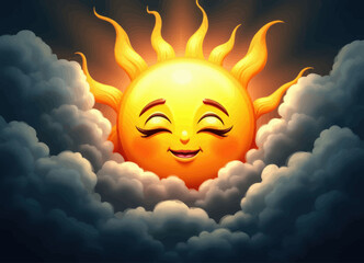 Smiling Sun in Clouds 
