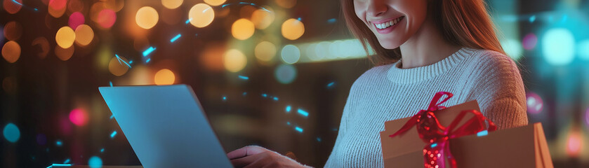 woman using laptop for online shopping