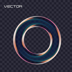 Wall Mural - 3d glass transparent circle. geometric shape with iridescent neon holographic gradient