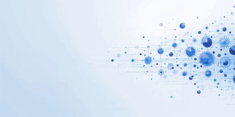 Abstract Blue Network with Circles and Lines
