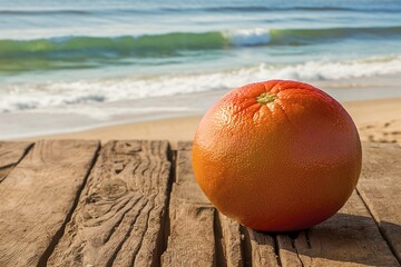 Texture summer citrus red raw fresh grapefruit with fresh water and waves