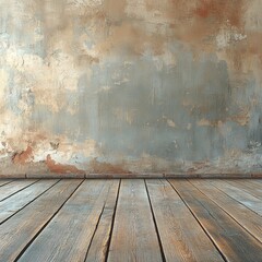 Wall Mural - interior room with grunge wall and wooden floor
may used as background