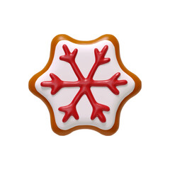 Wall Mural - Christmas realistic 3d gingerbread cookies shape of star snowflake. Xmas food sweets baking isolated on white background. vector illustration
