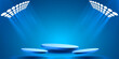 © hobbitfoot - Giveaway podium with lighting, Stage Podium Scene with for Award, Decor element background. Vector illustration