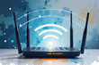 © magann - Wifi router emitting internet signal connecting users to network