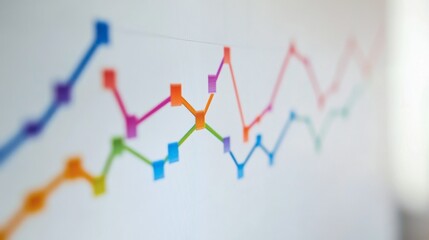 Colorful Data Trend Graph on White Background