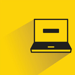 Poster - minus in laptop with drop shadow on yellow background