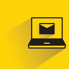 Poster - email in laptop with drop shadow on yellow background