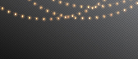 vector lights on a transparent background. christmas light png. set of christmas glowing garlands. f