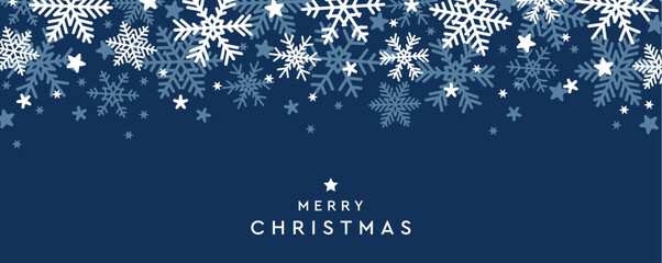 Wall Mural - blue banner christmas card with snowflake border vector illustration
