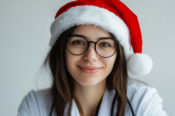 Happy people celebrating christmas holiday atmosphere in hospital generative ai portrait