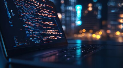 Laptop Coding Night City