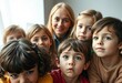 © Baha - High angle view focusing on the faces of the children showing a
