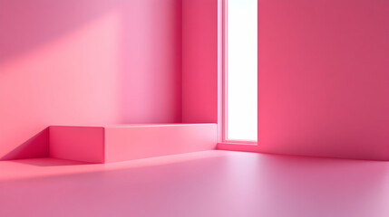 3d render of a room with a pink wall