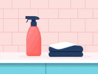 Surface polish and cloth, white background, flat design illustration