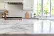 © fabioderby - Empty marble countertop shining in the light in a modern kitchen, product placement display space
