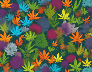 colorful Various weeds with cool isolated pop art style background