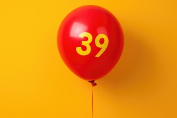 A red balloon with the number 39 on it