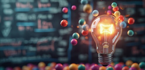 glowing light bulb against a dark background representing the spark of new ideas this image symboliz