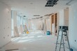 © Outkast - An unfinished office space under construction with drywall and tools