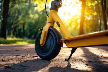 Wall Mural - Electric scooters parked in the park