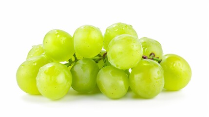 Vibrant Green Grape Berries: A Close-Up Shot On A Clean White Background ()