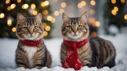 cats and christmas decorations