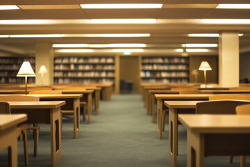 Canvas Print - Quiet University Library Study Area with Focused Lighting  