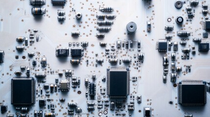 Wall Mural - sleek minimalist overhead view of circuit board