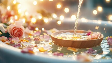 Sticker - Poured Rose Water in Luxury Spa Setting