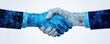 © Sasiwan - A blue and gray handshake symbolizes partnership, collaboration, and unity between diverse entities or individuals.