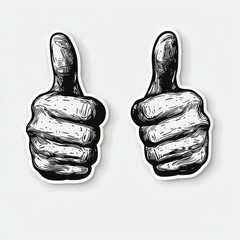 Vintage Thumbs Up Illustration. Retro-Inspired Hand Gesture Design in Black and White