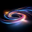 © Petchladda - Captivating abstract light swirl in vibrant colors against a black background, showcasing motion and energy. Perfect for artistic and creative projects.